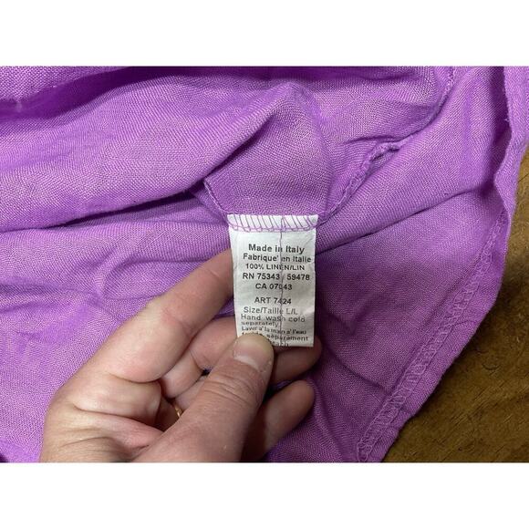 Terzo Millennio Size L Linen Tunic Top Italy Purple 3/4 Sleeve Made In Italy - Picture 7 of 8